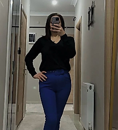 Lacivert Havuç Kesim Kemerli Pantolon