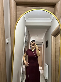 Bordo Fermuarlı Elbise