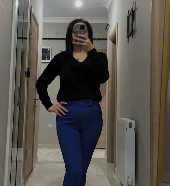 Lacivert Havuç Kesim Kemerli Pantolon