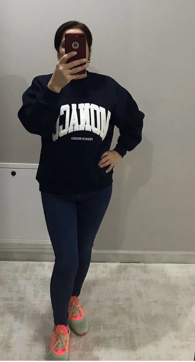Monaco Yazılı Lacivert Sweatshirt